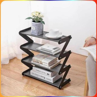 Kệ giày dép 4 tầng chữ Z đa năng l Kệ để giày dép, sách vở thanh inox, giá vải, dễ dàng lắp ghép, cao 50cm