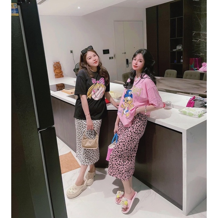 HÀNG LOẠI 1 SET ÁO THUN CHÂN VÁY BEO NỮ TÍNH NĂNG ĐỘNG