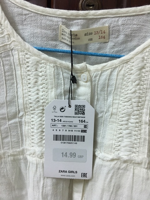 Áo blouse Zara kid UK sz 13-14