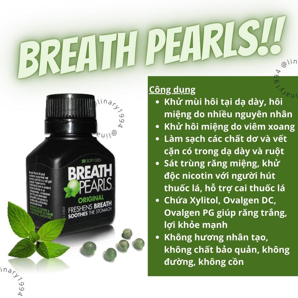 Viên uống thơm miệng Thanh lọc đường ruột Breath Pearls Nhập Khẩu ÚC