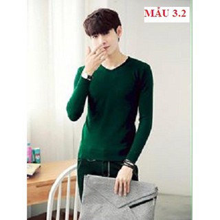 ÁO LEN NAM CỔ TIM TRƠN XANH RÊU LEN COTTON XỊN