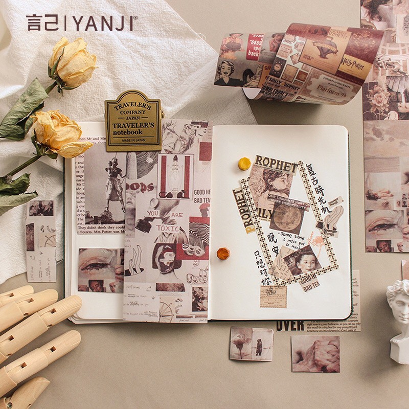 Sticker dài phong cách vintage dán sổ bullet journal S12 Taro Stationery