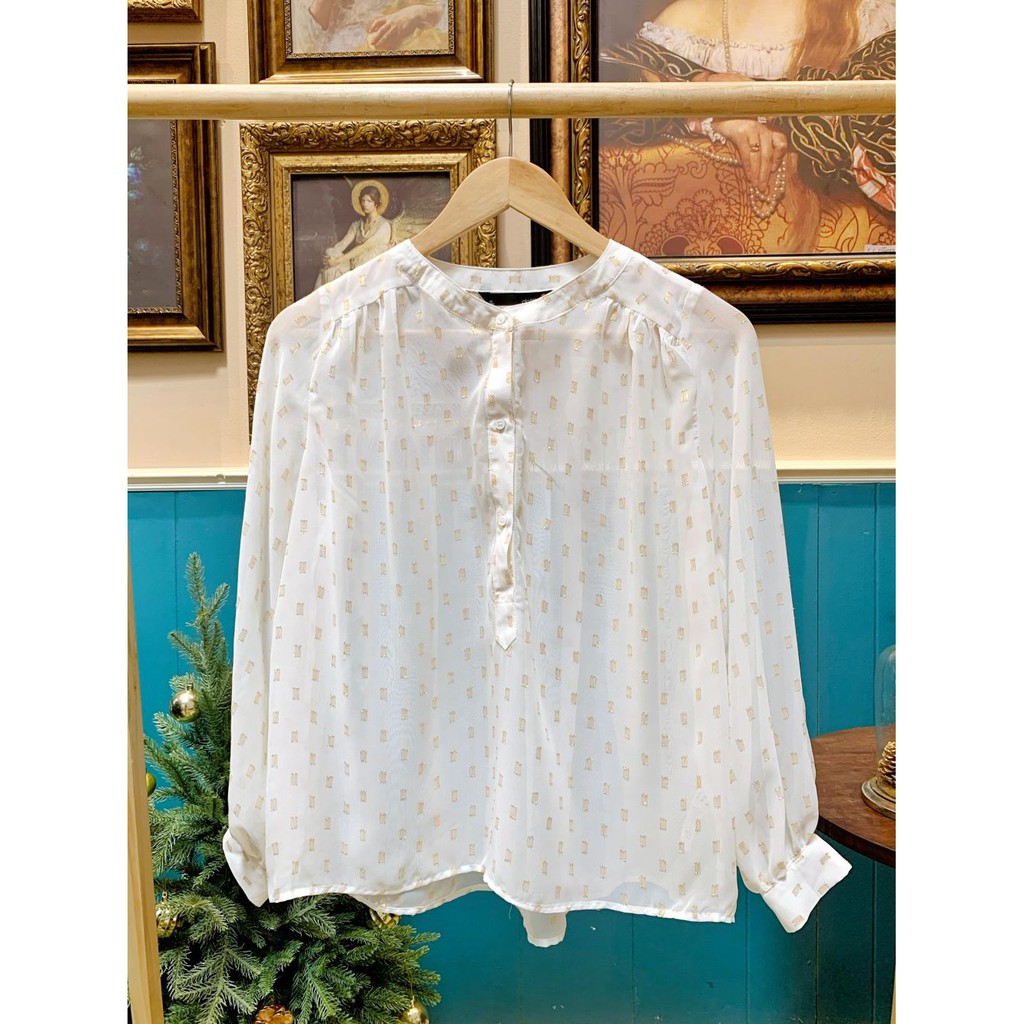 DOTTIE - Áo Kiểu Cổ Xẻ Trụ Trắng Nữ T0069