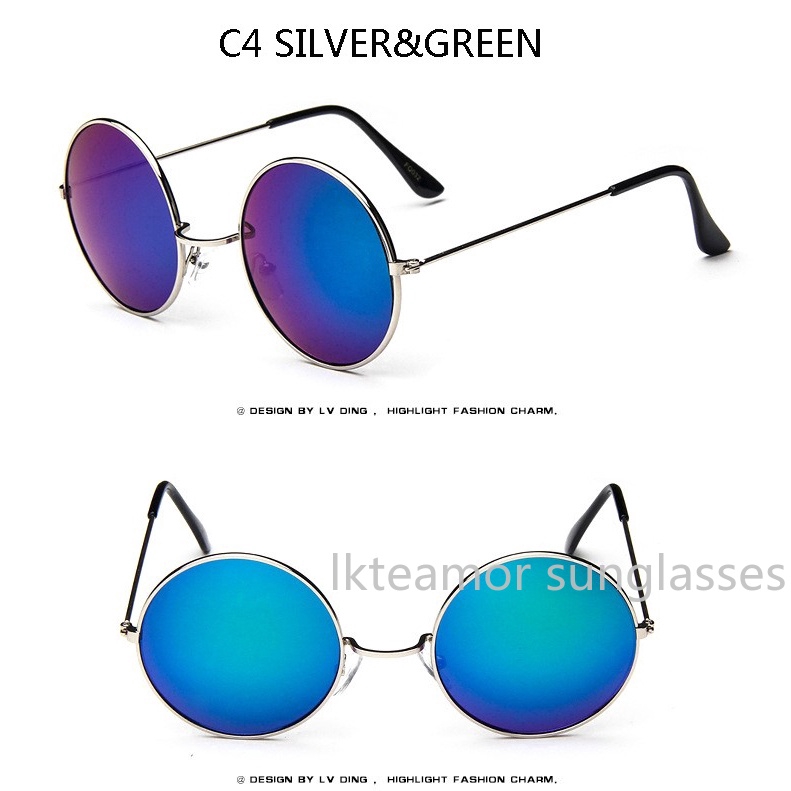 Kính mát tròn gọng kim loại vàng kiểu vintage cho cả nam và nữ