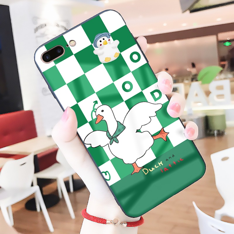 Ốp iphone lưng kính Petty Duck dành cho iphone 6 đến 14promax - K360