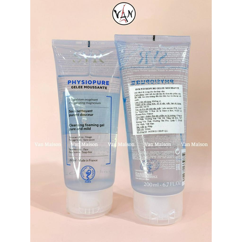 Gel rửa mặt svr physiopure gelée moussante dành cho da nhạy cảm 55ml , 200ml