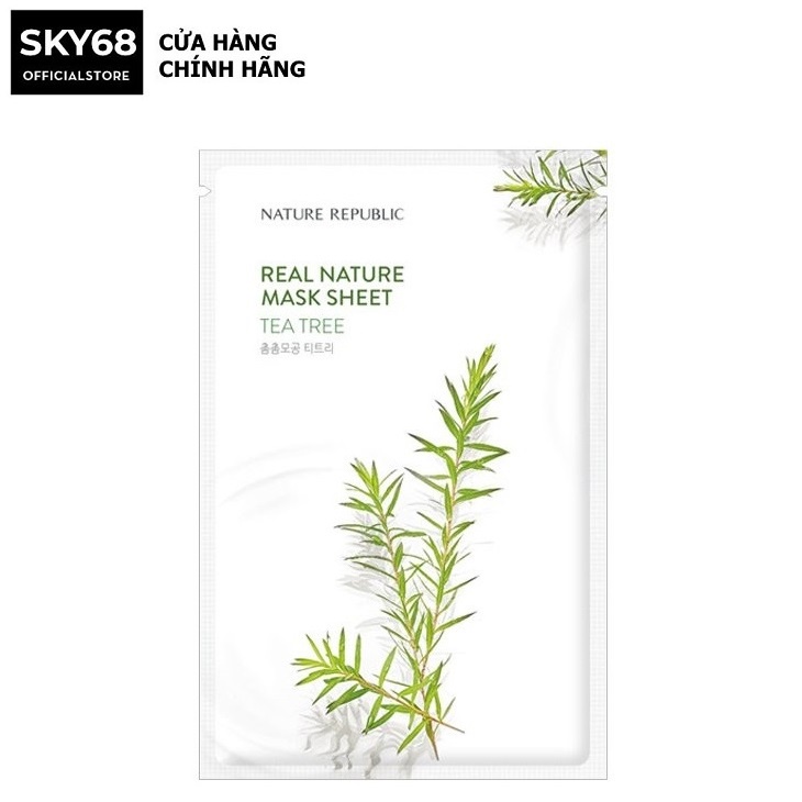 Mặt Nạ Giấy Cấp Ẩm, Giảm Mụn, Se Khít Lỗ Chân Lông Nature Republic Real Nature Mask Sheet 23ml - Tea tree