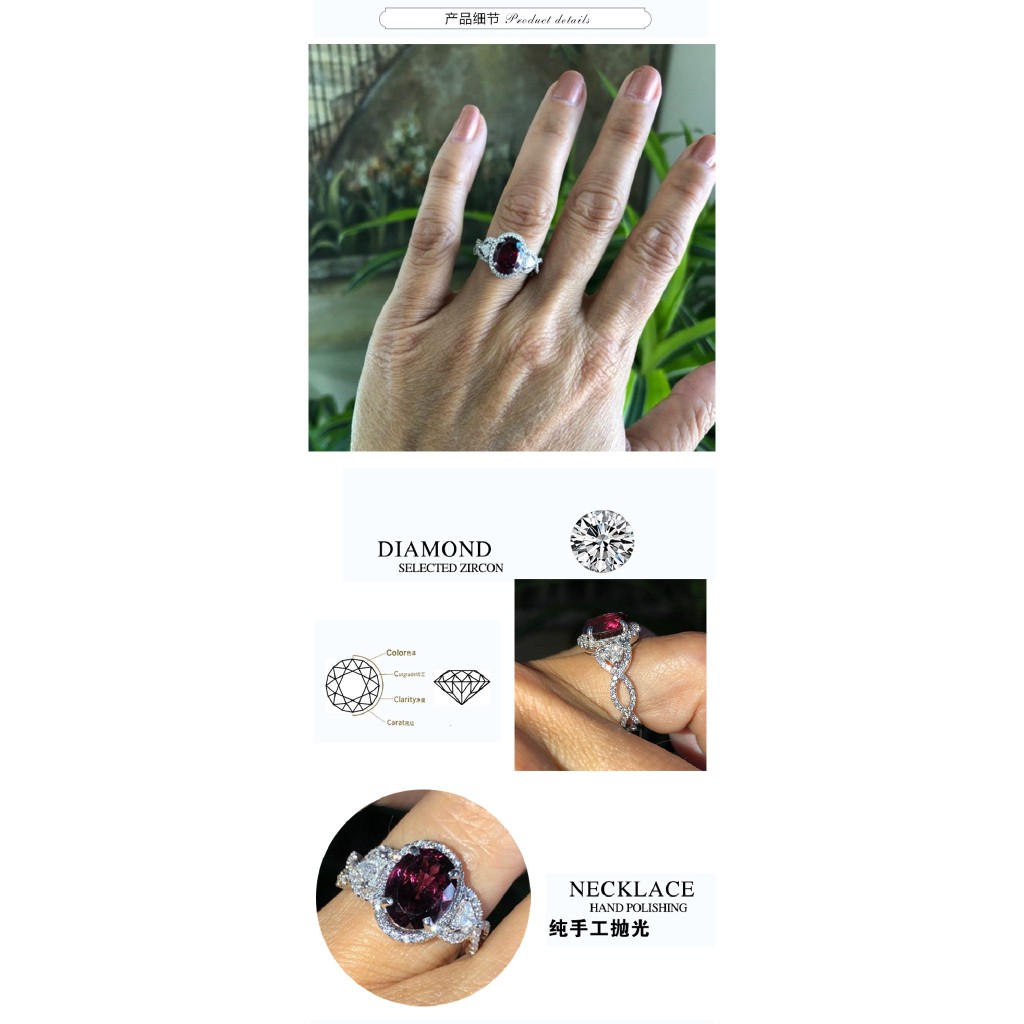 Nhẫn đính hạt kim cương hạt ngọc ruby làm quà tặng ngày cưới