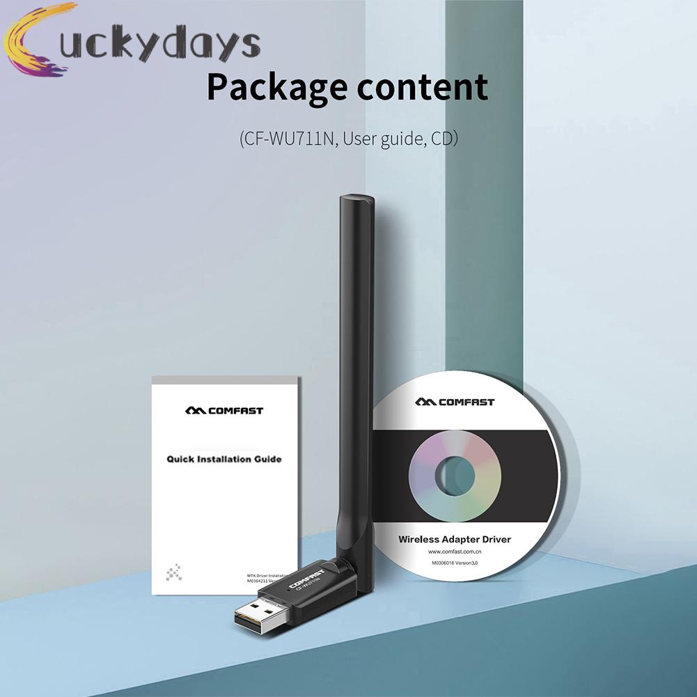 LUCKYDAYS COMFAST CF-WU711N Wireless Adapter 150Mbps 2.4GHz USB WiFi Receiver Dongle