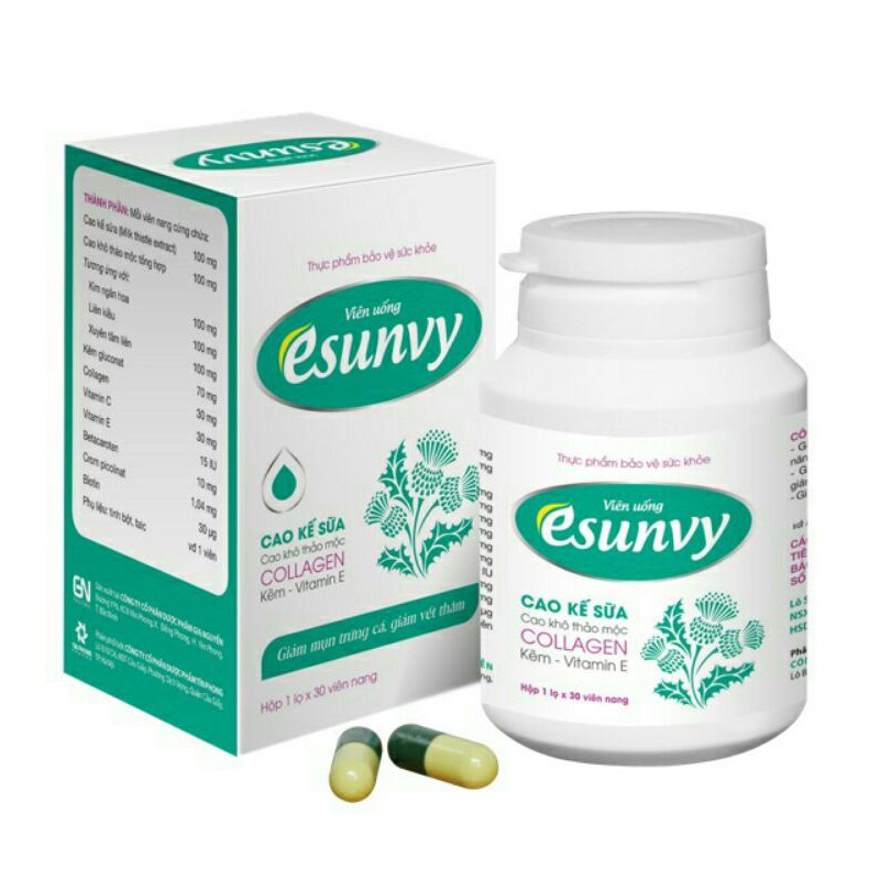 Viên Uống Mụn Esunvy Hộp 30 Viên ⚡ CAM KẾT CHÍNH HÃNG ⚡ Viên uống hỗ trợ tăng cường chức năng gan, thanh nhiệt giải độc