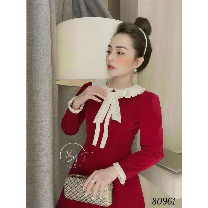 ĐẦM SUÔNG NỮ TAY DÀY PHỐI CỔ BÈO CÁCH ĐIỆU XINH LUNG LINH