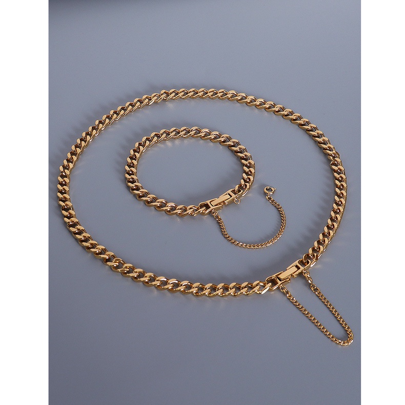 Dây chuyền choker titan xích vát 6mm khóa hộp phối dây thả vòng cung không gỉ WN2202