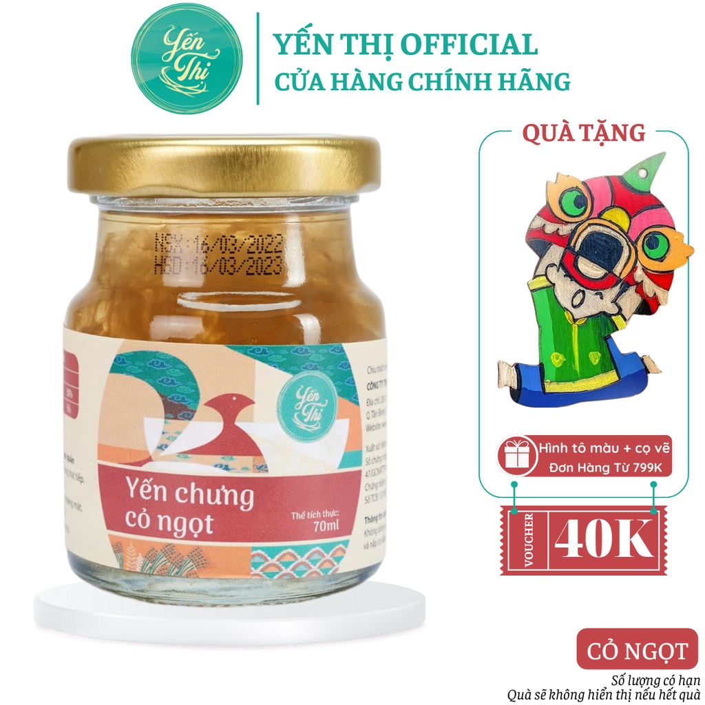 Yến Thị - Chưng cỏ ngọt - Yến sào Khánh Hòa chưng sẵn - 30% yến thô/ hũ 70ml