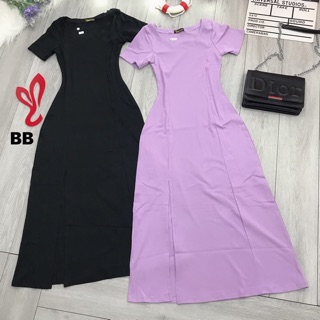Đầm thun maxi xẻ đùi