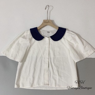 Sơ mi thô cổ bèo Vintage