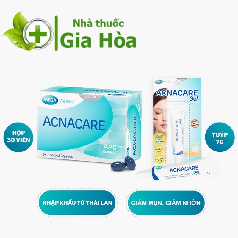 Acnacare - Viên uống, gel giảm mụn, kiềm dầu, giảm tiết bã nhờn, ngăn ngừa mụn trứng cá - Mega we care[CHÍNH HÃNG]