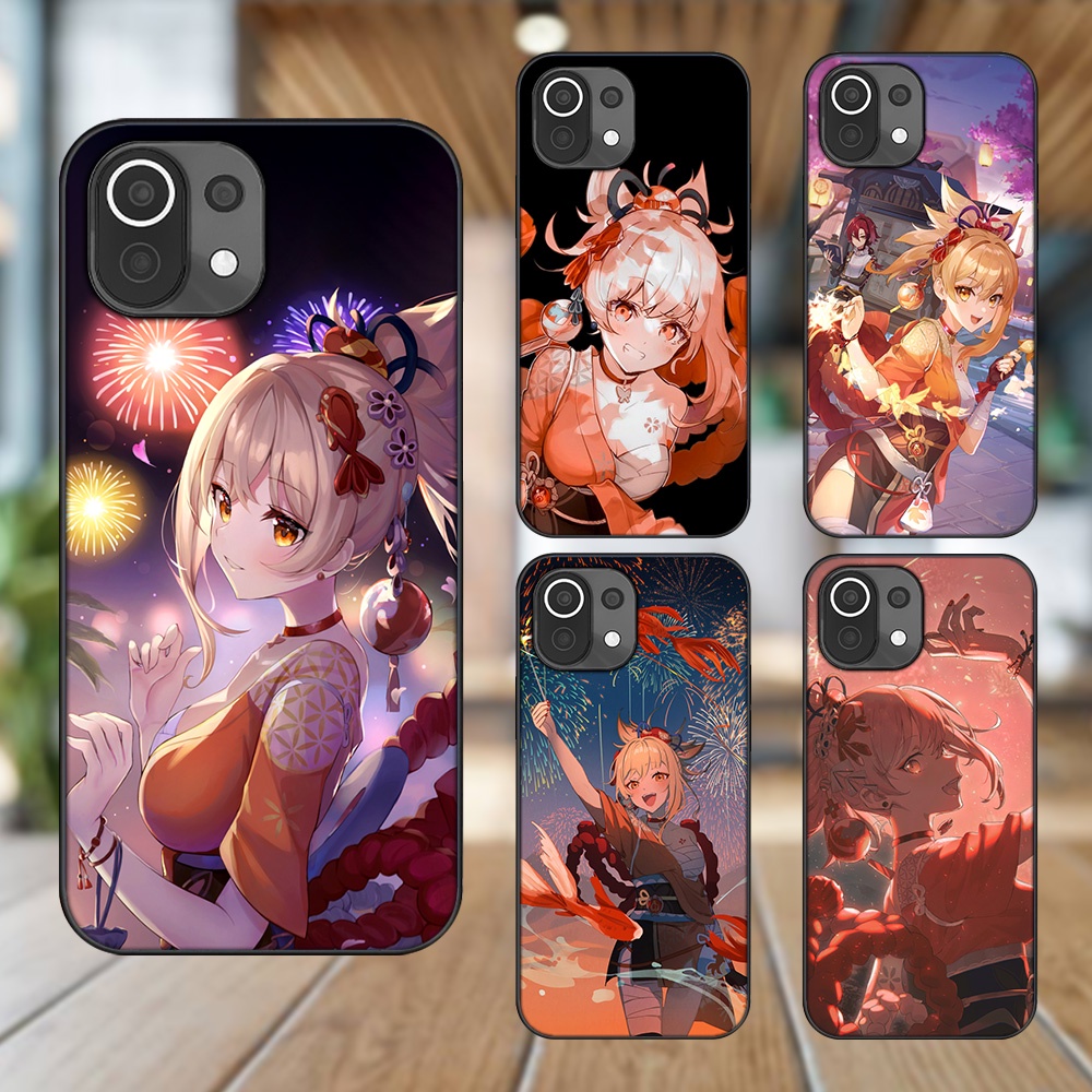 Ốp lưng Xiaomi Mi 11 Lite viền đen in hình Yoimiya Genshin Impact