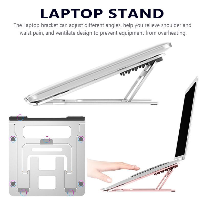 Cooling Office Ergonomic Reading Anti Slip Aluminium Alloy Adjustable Height Foldable Portable Laptop Stand