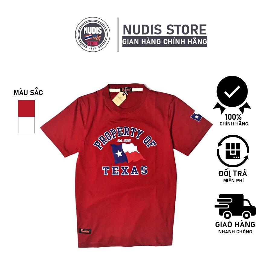 Áo Thun Nam Cổ Tròn Tay Ngắn NUDIS In Hình Logo Cờ Mỹ Texas Ấn Tượng Chất Liệu Cotton Co Dãn Thoáng Mát Dễ Mặc