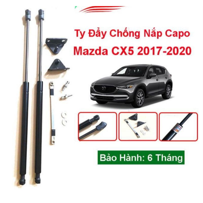 Bộ ty thủy lực ben hơi chống nắp capo Mazda CX8,CX5 2017-2021 kèm phụ kiện lắp đặt
