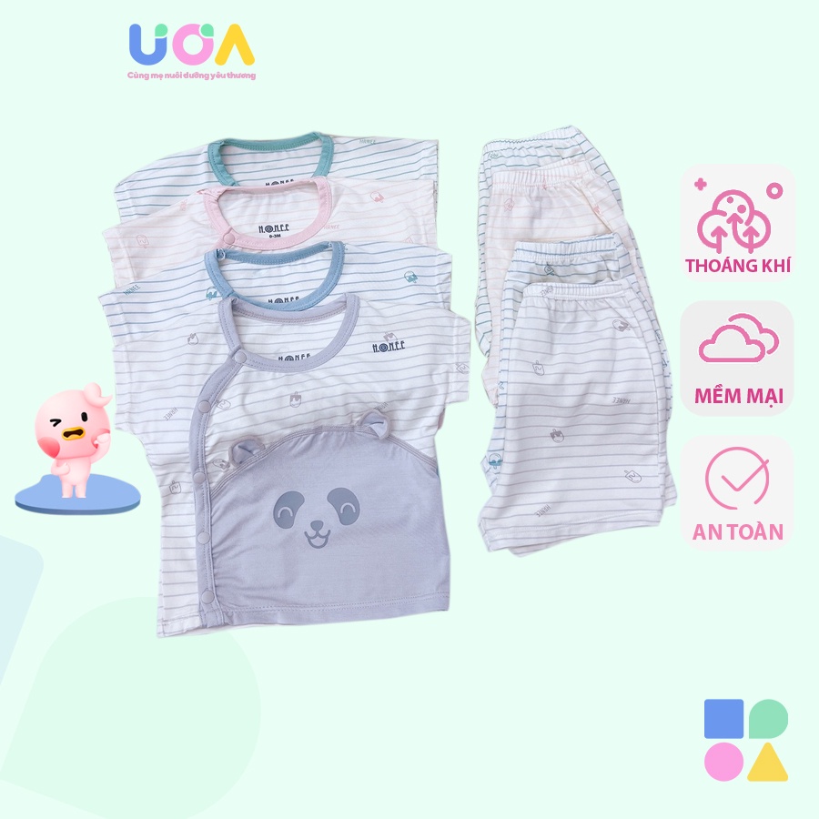 Bộ Quần Áo Cài Chéo Cộc Tay Panda H. R. N. E. E. Smart Wear Siêu Dễ Thương Cho Bé Từ