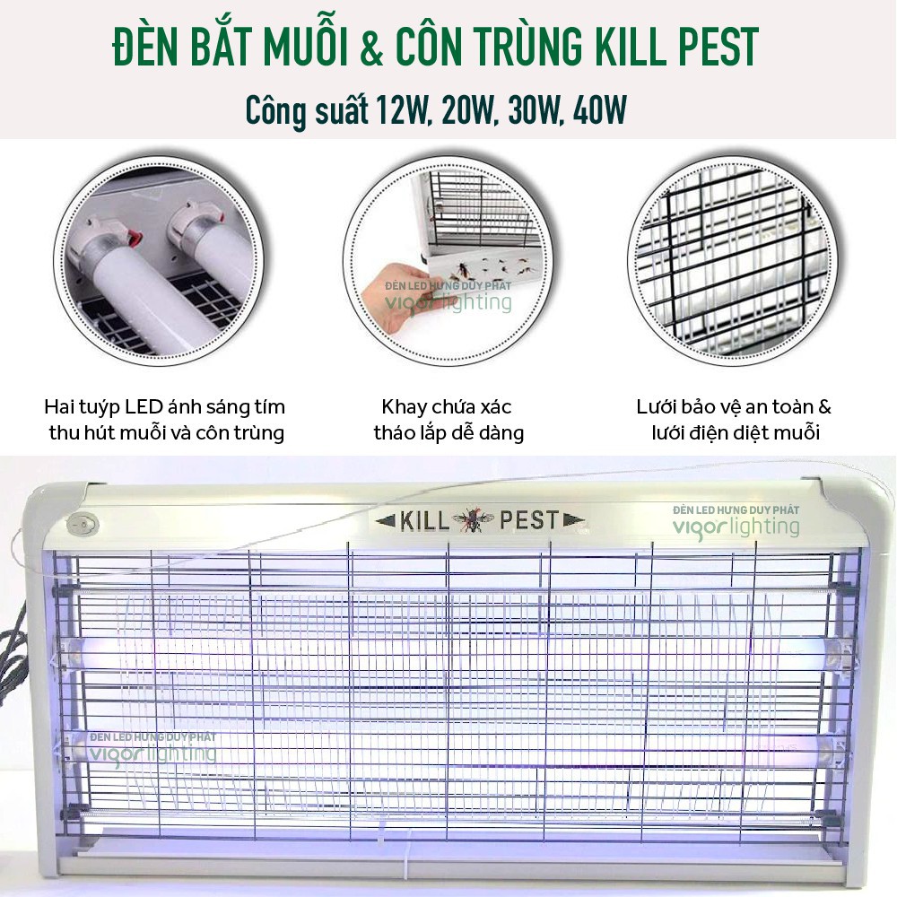 Đèn Bắt Muỗi Kill Pest LED-20W - Diệt Muỗi Và Các Loại Côn Trùng Hiệu Quả Đến 98%