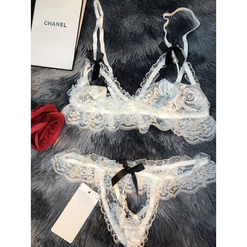 Set đồ lót ren xuyên thấu phối ngọc (Ảnh thật) | BigBuy360 - bigbuy360.vn