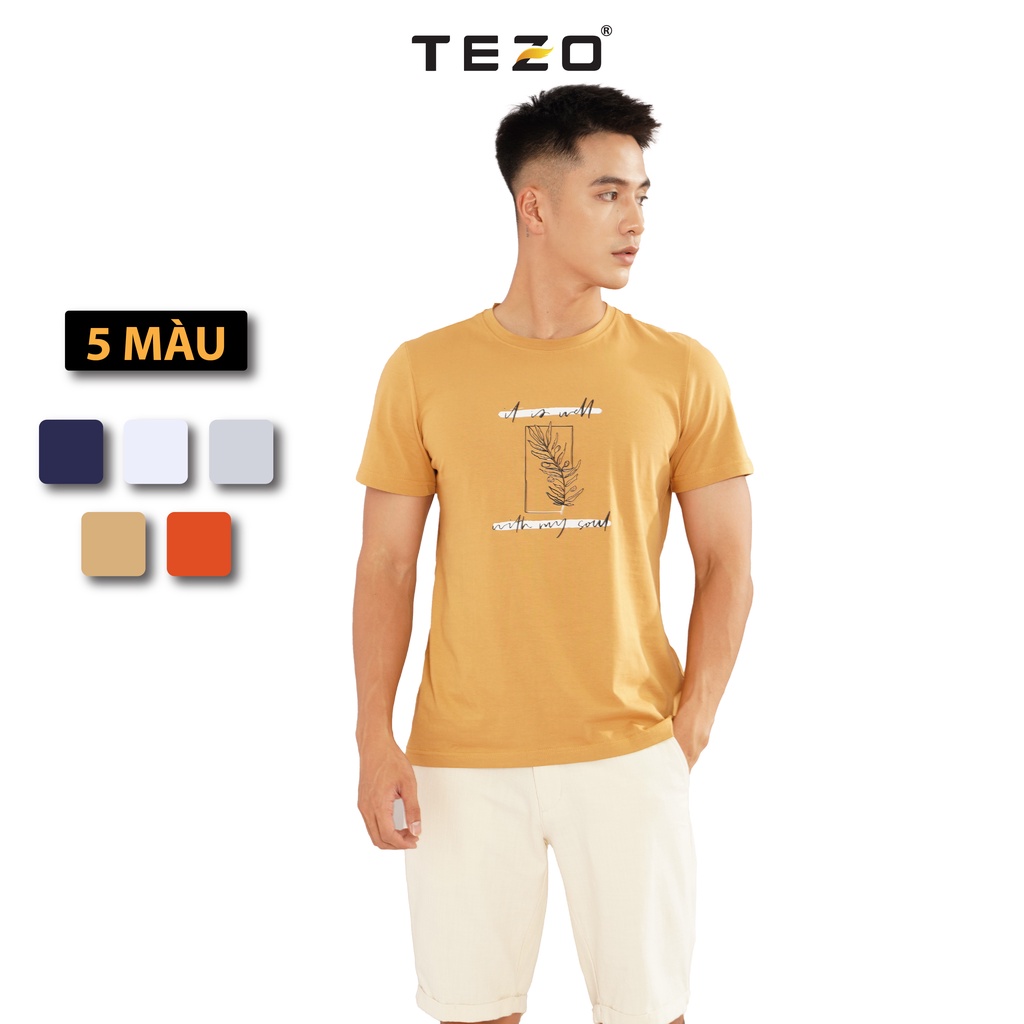 Áo phông nam in tràn hoạ tiết lá TEZO năng động thoải mái 2204APOT03