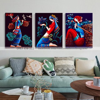 D308 Tranh tô màu theo số sơn dầu số hóa ARTSHOP đã căng khung sẵn và dầu phủ bóng