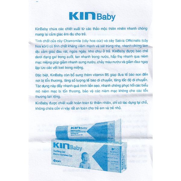 GEL BÔI GIẢM SƯNG NƯỚU KHI MỌC RĂNG VÀ TAY CHÂN MIỆNG TRẺ EM - KIN BABY GEL 30ML