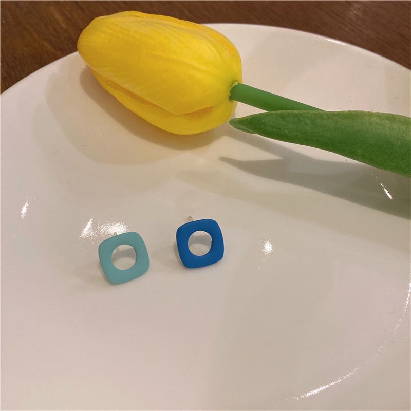 1 Cặp Bông Tai Hình Học Phối Màu Tương Phản Thời Trang Cá Tính