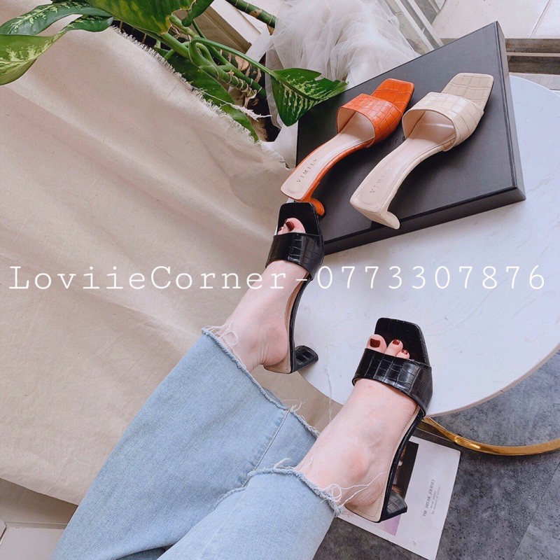 LOVIIECORNER- GUỐC NỮ DÉP CAO GÓT ĐẾ VUÔNG 5CM - DÉP 5 PHÂN DÂY MẢNH - DÉP GUỐC NỮ QUAI NGANG DÉP ĐẾ VUÔNG 5CM- D201054