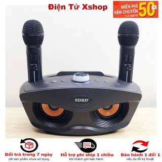 Hàng chính hãng loa karaoke mini di động sd-306 loa hát karaoke đa năng + tặng kèm 2 mic không dây -hàng chính hãng