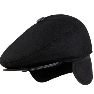 Mũ nồi – Nón Beret mùa đông dành cho trung niên vải nỉ dạ cao cấp có che tai cực ấm áp