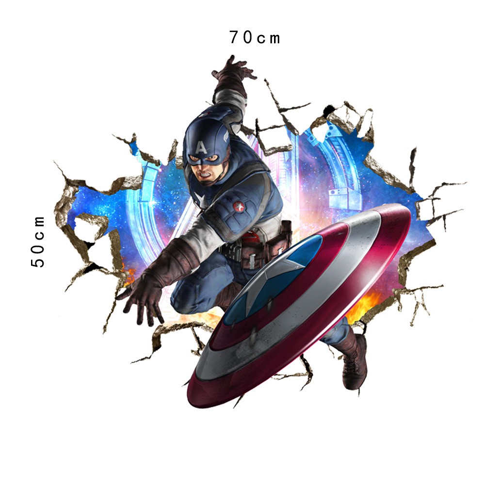 Decal 3D Captain American - decal biệt đội siêu anh hùng Marvel - decal đội trưởng Mỹ