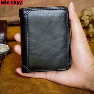 [Da Bò Thật 100%]Ví Da Nam, Ví Nam Dáng Đứng( Bảo Hành 24Tháng)