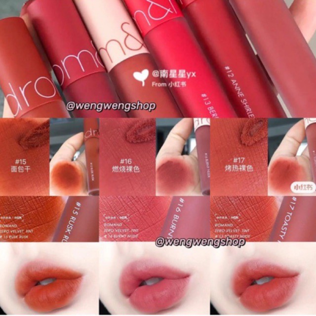 Son Romand Zero Velvet Tint Baked Velvet màu 15,16,17 - Rusk Rusk, Burny Nude, Toasty Nude