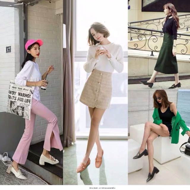 CÓ SẴN Giày gót vuông công sở hàng Quảng Châu
