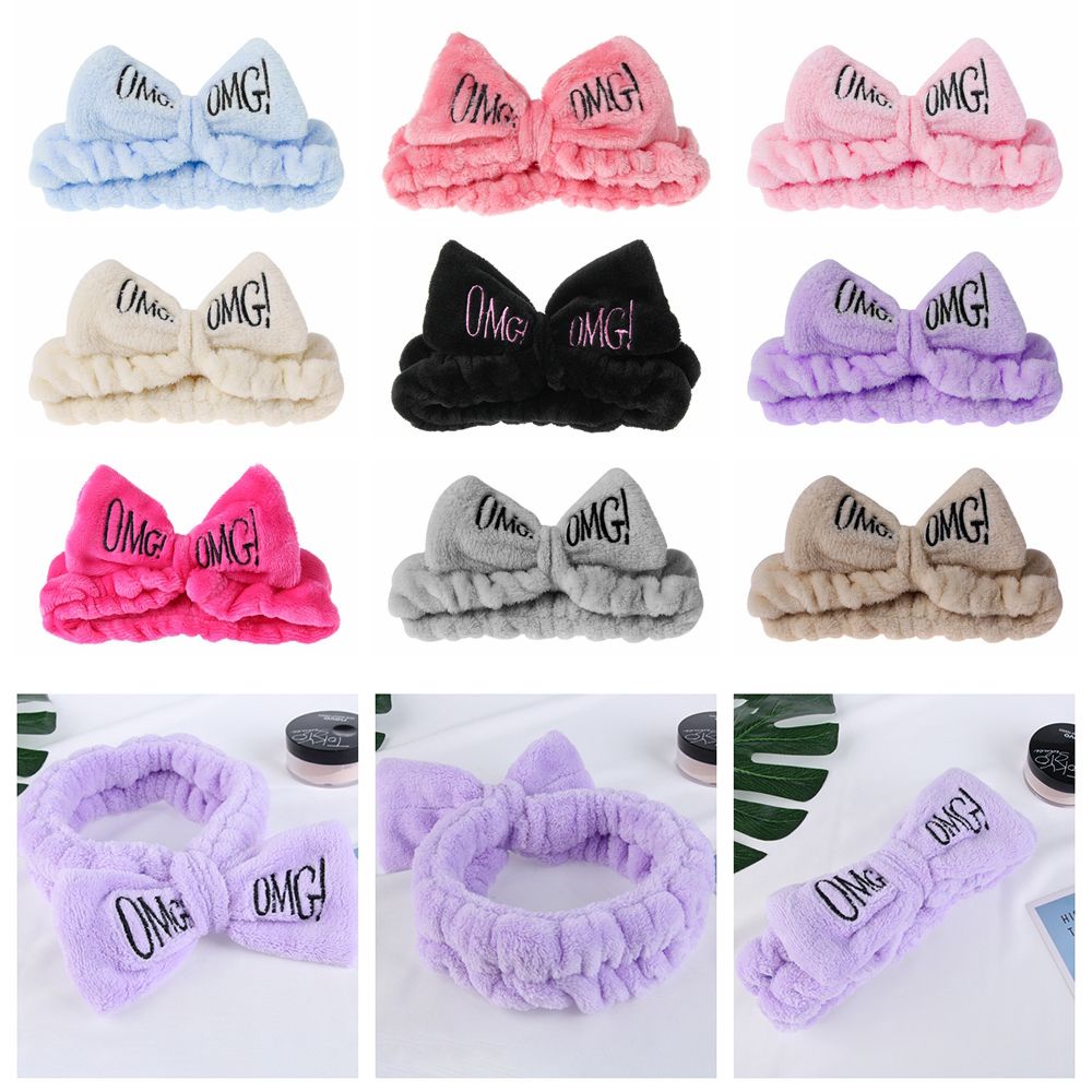 Băng đô vải san hô mềm mại có in chữ MIHAN1 dành cho nữ rửa mặt