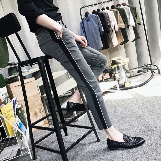 Quần âu côn xám Kẻ Ly đen