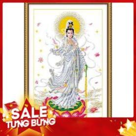 FreeShip 150K Tranh thêu PHẬT QUAN THẾ ÂM BỒ TÁT R004 (53x86cm) chưa thêu