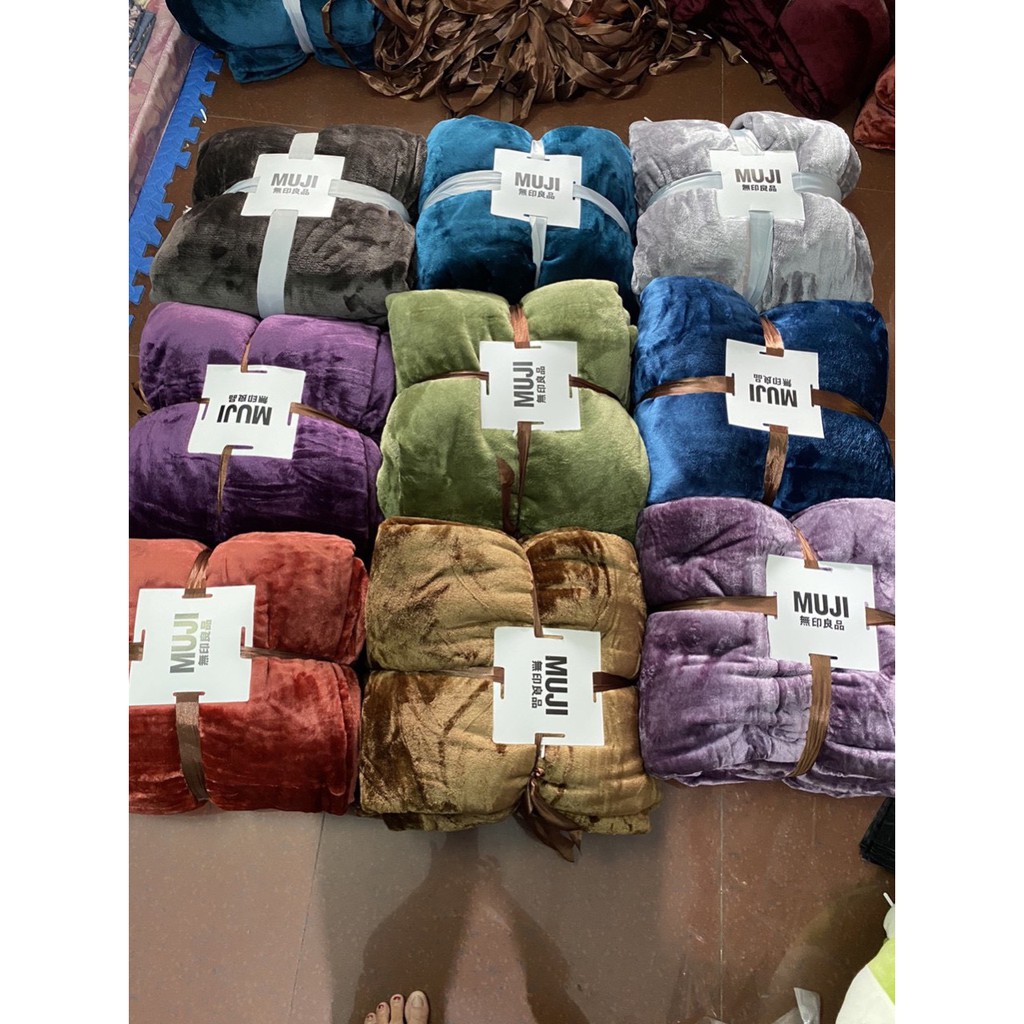 Chăn lông thỏ Muji cao cấp siêu mềm mịn, [Kích thước 2m x 2,3m]