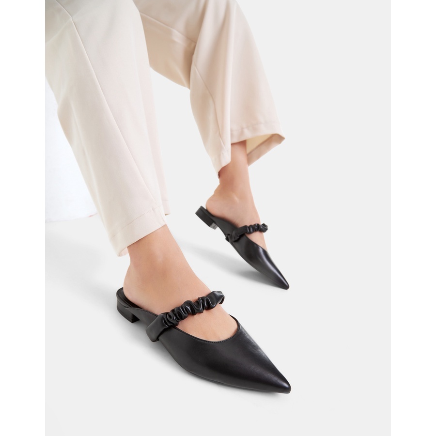 Giày Mules Nữ 3cm Thời Trang Juno Quai Nhún Trang Trí BB03093