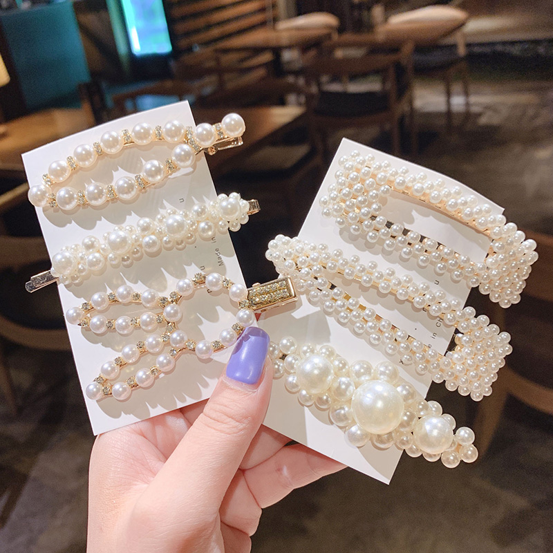 Set kẹp tóc đính ngọc trai giả thời trang Hàn Quốc xinh xắn