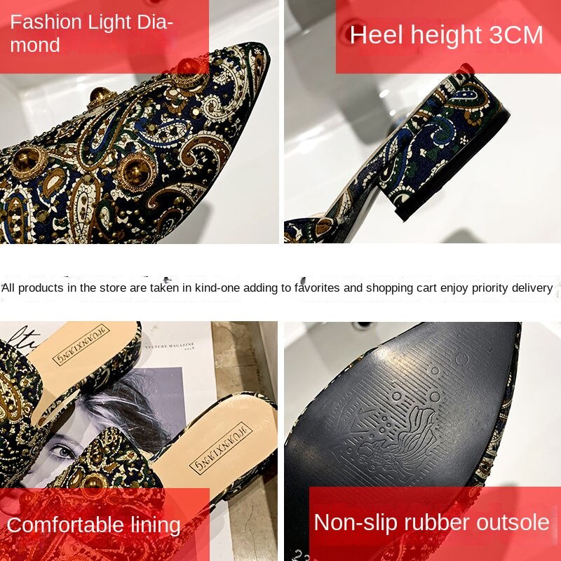 Dép Bít Mũi Đính Đá Phong Cách Hàn Quốc Mới 2022