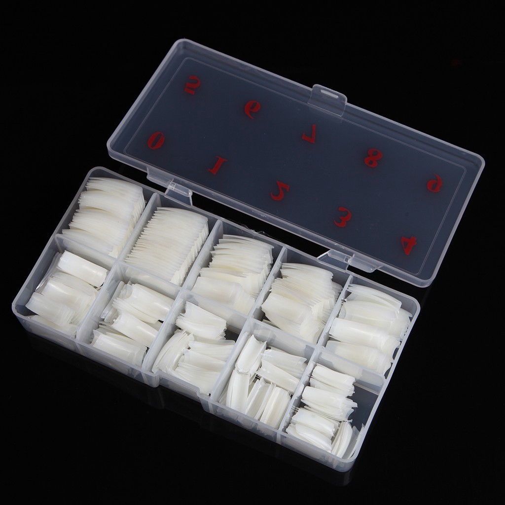 MONJA Set 500 Móng Tay Giả Màu Trắng Tiện Dụng
