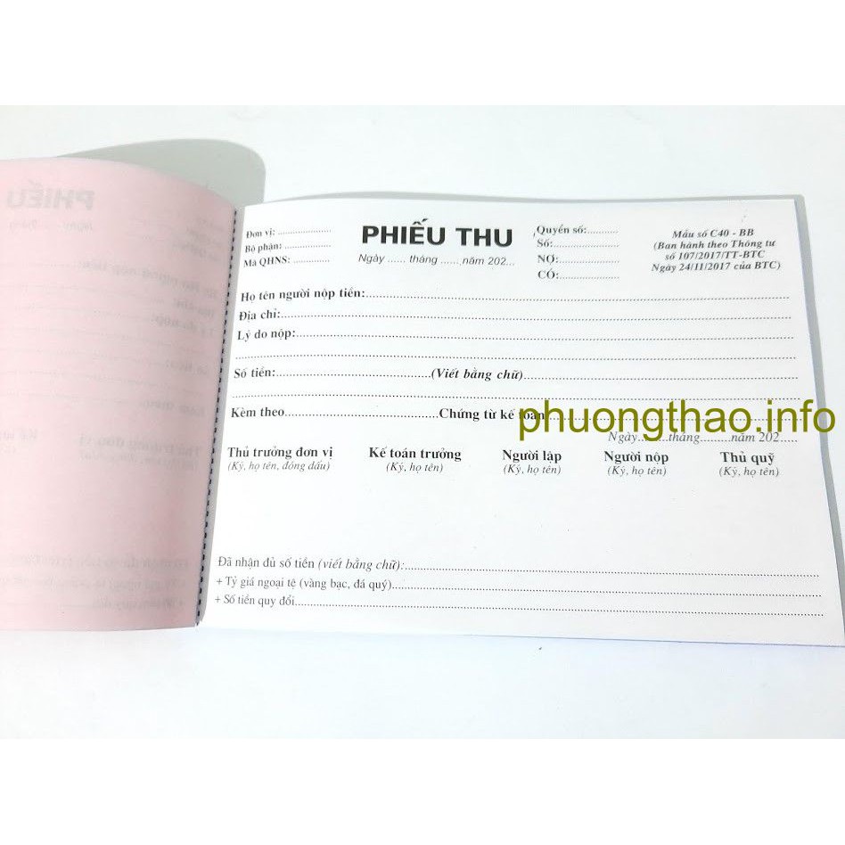 [Mã LIFEXANH03 giảm 10% đơn 500K] Phiếu thu, Phiếu chi - Giấy carbon đẹp ( 2 liên, 3 liên - A5 )