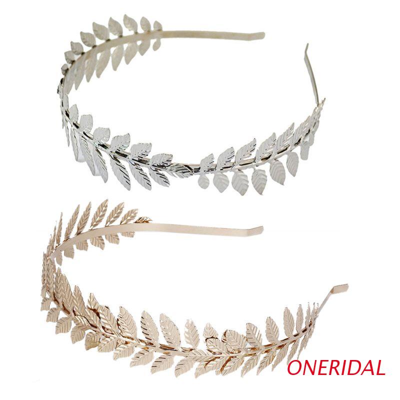 Băng đô cài tóc hình cành lá bằng kim loại màu vàng/ bạc phong cách châu Âu dành cho cô dâu