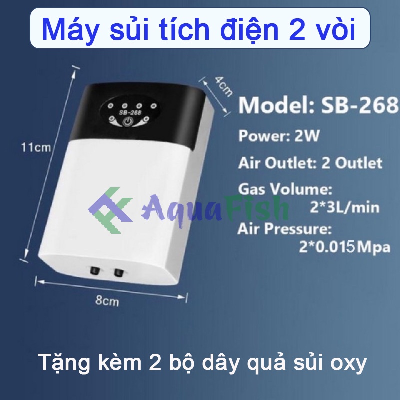 Máy sủi oxy tích điện cho bể cá 2 vòi Sobo SB 268, 1 vòi Sobo SB 168