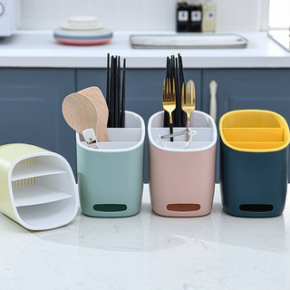 [ Hàng mới về] Ống đựng đũa thìa, giỏ đựng đũa đồ dùng nhà bếp 3 ngăn 2 lớp đa năng nhựa cao cấp